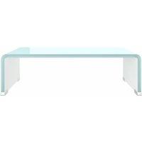 Berkfield Home TV Stand/Monitor Riser Glass Green 40x25x11 cm in Aqua | Size: 40 x 25 x 11 cm