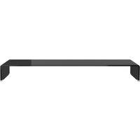 Berkfield Home TV Stand/Monitor Riser Glass Black 110x30x13 cm | Size: 110 x 30 x 13 cm