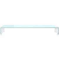 Berkfield Home TV Stand/Monitor Riser Glass Green 110x30x13 cm in Aqua | Size: 110 x 30 x 13 cm