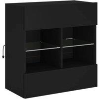 Berkfield Home TV Wall Cabinet with LED Lights Black 58.5x30x60.5 cm