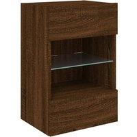 Berkfield Home TV Wall Cabinet with LED Lights Brown Oak 40x30x60.5 cm