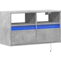Berkfield Home TV Wall Cabinet with LED Lights Concrete Grey 80x31x45 cm | Size: 80 x 31 x 45 cm