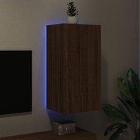 Berkfield Home TV Wall Cabinet with LED Lights Brown Oak 40.5x35x80 cm