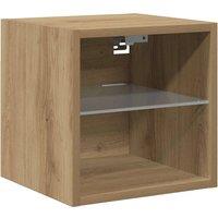 Berkfield Home TV Wall Cabinet with LED Lights Artisan Oak 30x28.5x30 cm in Brown
