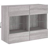 Berkfield Home TV Wall Cabinet with LED Lights Grey Sonoma 78.5x30x60.5 cm