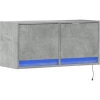 Berkfield Home TV Wall Cabinet with LED Lights Concrete Grey 80x31x35 cm | Size: 80 x 31 x 35 cm