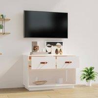 Berkfield Home TV Cabinet White 90x40x60 cm Solid Wood Pine | Size: 90 x 40 x 60 cm