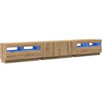 Berkfield Home TV Cabinet with LED Lights Artisan Oak 260x35x40 cm Engineered Wood in Brown | Size: 260 x 35 x 40 cm