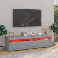Berkfield Home TV Cabinet with LED Lights 2 pcs Grey Sonoma 75x35x40 cm | Size: 75 x 35 x 40 cm