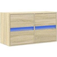 Berkfield Home TV Wall Cabinet with LED Lights Sonoma Oak 80x31x45 cm in Light Tan | Size: 80 x 31 x 45 cm