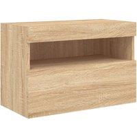 Berkfield Home TV Wall Cabinet with LED Lights Sonoma Oak 60x30x40 cm in Light Tan | Size: 60 x 30 x 40 cm