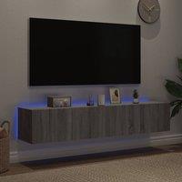 Berkfield Home TV Wall Cabinets with LED Lights 2 pcs Grey Sonoma 80x35x31 cm | Size: 80 x 35 x 31 cm