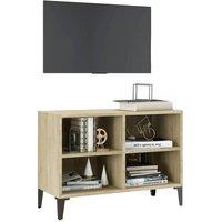 Berkfield Home TV Cabinet with Metal Legs Sonoma Oak 69.5x30x50 cm in Light Tan