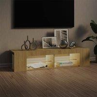 Berkfield Home TV Cabinet with LED Lights Sonoma Oak 135x39x30 cm in Light Tan | Size: 135 x 39 x 30 cm