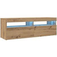 Berkfield Home TV Cabinet with LED Lights Artisan Oak 120x35x40 cm Engineered Wood in Brown | Size: 120 x 35 x 40 cm
