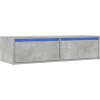 Berkfield Home TV Cabinet with LED Lights Concrete Grey 100X35.5x25 cm
