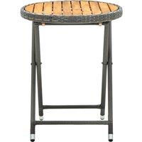 Berkfield Home Tea Table Grey 60 cm Poly Rattan & Solid Acacia Wood