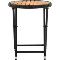 Berkfield Home Tea Table Black 60 cm Poly Rattan & Solid Acacia Wood