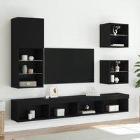 Berkfield Home TV Cabinet with LED Lights Black 40.5x30x102 cm