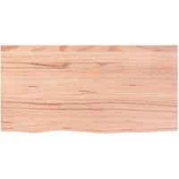 Berkfield Home Table Top Light Brown 80x40x2 cm Treated Solid Wood Oak | Size: 80 x 40 x 2 cm