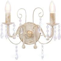 Berkfield Home Wall Lamp with Beads Antique White 2 x E14 Bulbs in Off-White
