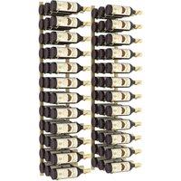 Berkfield Home Wall Mounted Wine Rack for 36 Bottles 2 pcs Gold Iron