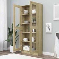 Berkfield Home Vitrine Cabinet Sonoma Oak 82.5x30.5x185.5 cm Engineered Wood in Light Brown