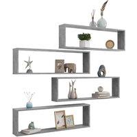 Berkfield Home Wall Cube Shelf 4 pcs Concrete Grey 100x15x30 cm Engineered Wood | Size: 100 x 15 x 30 cm
