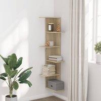 Berkfield Home Wall Corner Shelf Sonoma Oak 36.5x36.5x140 cm Engineered Wood in Light Tan