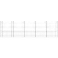 Berkfield Home U-shape Gabion Basket with 6 Posts Iron 620x20x200 cm in Silver | Size: 620 x 20 x 200 cm