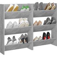 Berkfield Home Wall Shoe Cabinets 2 pcs Concrete Grey 60x18x90 cm Engineered Wood | Size: 60 x 18 x 90 cm