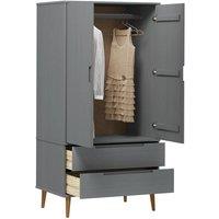 Berkfield Home Wardrobe MOLDE Grey 90x55x175 cm Solid Wood Pine | Size: 90 x 55 x 175 cm