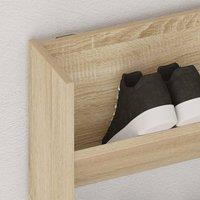 Berkfield Home Wall Shoe Cabinet Sonoma Oak 80x18x90 cm Engineered Wood in Light Tan | Size: 80 x 18 x 90 cm