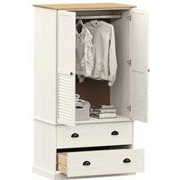Berkfield Home Wardrobe VIGO White 90x55x176 cm Solid Wood Pine | Size: 90 x 55 x 176 cm