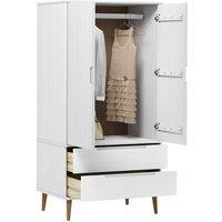 Berkfield Home Wardrobe MOLDE White 90x55x175 cm Solid Wood Pine | Size: 90 x 55 x 175 cm