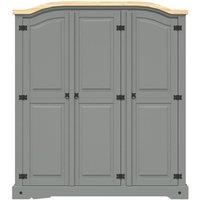 Berkfield Home Wardrobe Mexican Pine Corona Range 3 Doors Grey