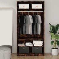 Berkfield Home Wardrobe Smoked Oak 100x50x200 cm Engineered Wood in Brown | Size: 100 x 50 x 200 cm