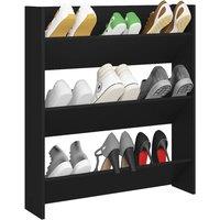 Berkfield Home Wall Shoe Cabinet Black 80x18x90 cm Engineered Wood | Size: 80 x 18 x 90 cm