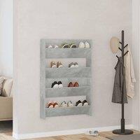 Berkfield Home Wall Shoe Cabinets 2 pcs Concrete Grey 80x18x60 cm Engineered Wood | Size: 80 x 18 x 60 cm