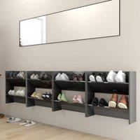 Berkfield Home Wall Shoe Cabinets 4 pcs High Gloss Grey 60x18x60 cm Engineered Wood | Size: 60 x 18 x 60 cm