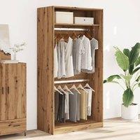 Berkfield Home Wardrobe Artisian Oak 100x50x200 cm Engineered Wood in Brown | Size: 100 x 50 x 200 cm