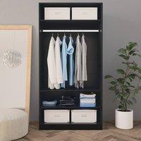 Berkfield Home Wardrobe Black 100x50x200 cm Engineered Wood | Size: 100 x 50 x 200 cm