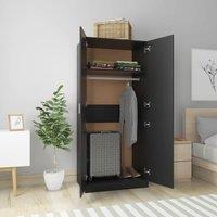 Berkfield Home Wardrobe Black 80x52x180 cm Engineered Wood | Size: 80 x 52 x 180 cm