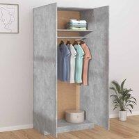 Berkfield Home Wardrobe Concrete Grey 90x52x200 cm Engineered Wood | Size: 90 x 52 x 200 cm