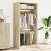 Berkfield Home Wardrobe Sonoma Oak 100x50x200 cm Engineered Wood in Light Tan | Size: 100 x 50 x 200 cm