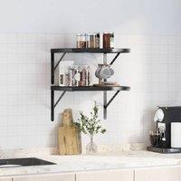 Berkfield Home Wall Shelves 2 pcs 50x40x3 cm Black Stainless Steel | Size: 50 x 40 x 3 cm