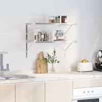 Berkfield Home Wall Shelves 2 pcs 75x40 cm Silver Stainless Steel