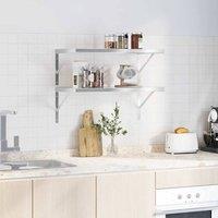 Berkfield Home Wall Shelves 2 pcs 75x40x3 cm Silver Stainless Steel | Size: 75 x 40 x 3 cm