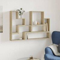 Berkfield Home Wall Shelf Sonoma Oak 96x12x64 cm Engineered Wood in Light Tan | Size: 96 x 12 x 64 cm