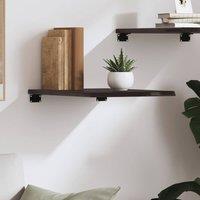 Berkfield Home Wall Shelf Dark Grey 40x60x2 cm Treated Solid Wood Oak in Dark Brown | Size: 40 x 60 x 2 cm